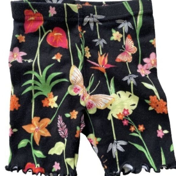 Gymboree Size 6-12 Mos Bike Shorts Girls Floral Black Tropical Paradise NEW - Picture 1 of 4